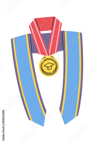 Mortarboard graduate ribbon hand drawn