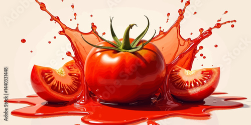 Tomato Splash with Slices and Juice
