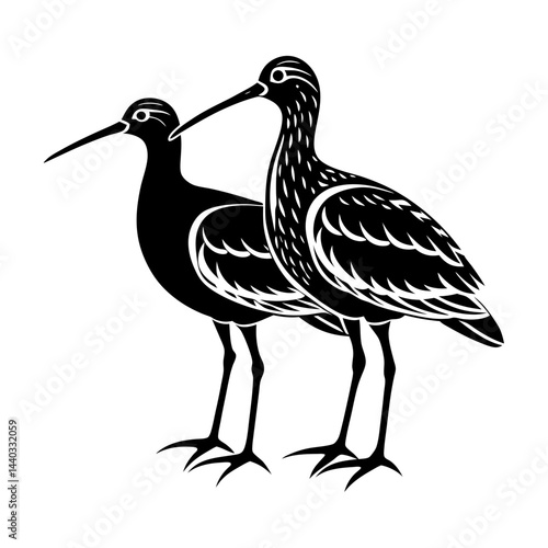 Download Snipe Birds  Silhouette Vector Illustration White Background Svg File For Design.