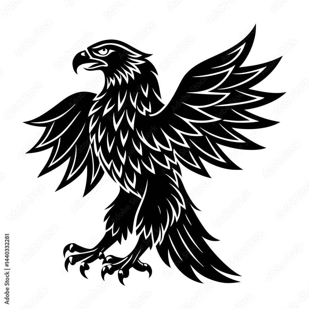 Obraz premium Download Golden Eagle Birds Silhouette Vector Illustration White Background Svg File For Design.