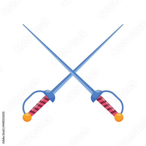 Crossed fencing swords representing the sport of fencing, emphasizing agility, reflexes, and competition.