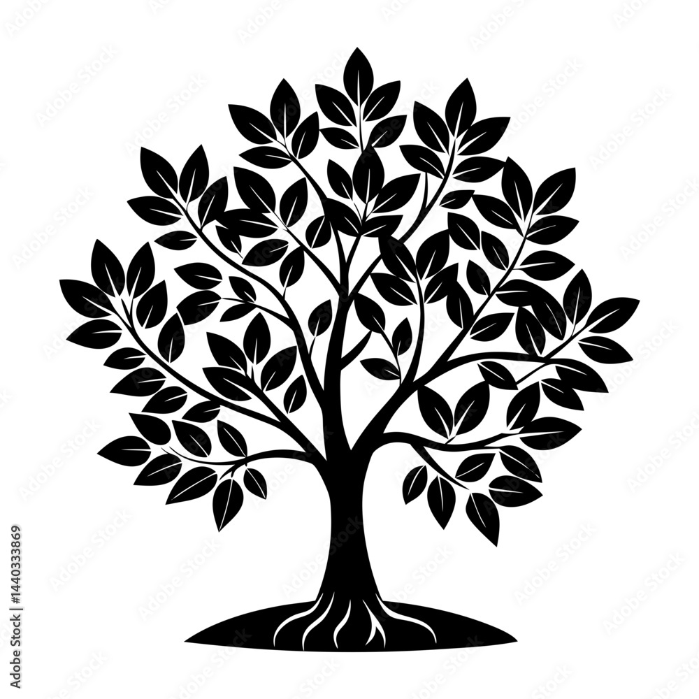 Obraz premium Download Plant And Tree Silhouette Vector Illustration White Background Svg File For Design.