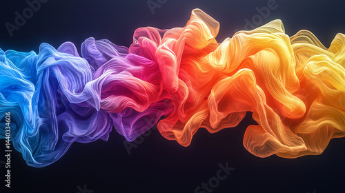 Elegant rainbow liquid streams folding slowly across dark velvet surfaces, luminous minimal abstraction, 8K Hyperrealistic