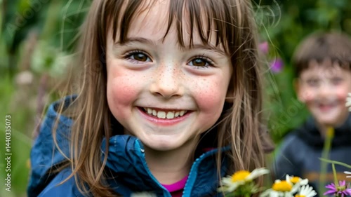 Wallpaper Mural Happy Children Smiling Amidst Colorful Wildflowers in Nature Torontodigital.ca