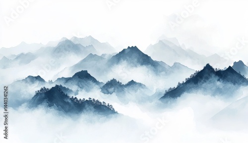 Wallpaper Mural Misty mountain range (4) Torontodigital.ca