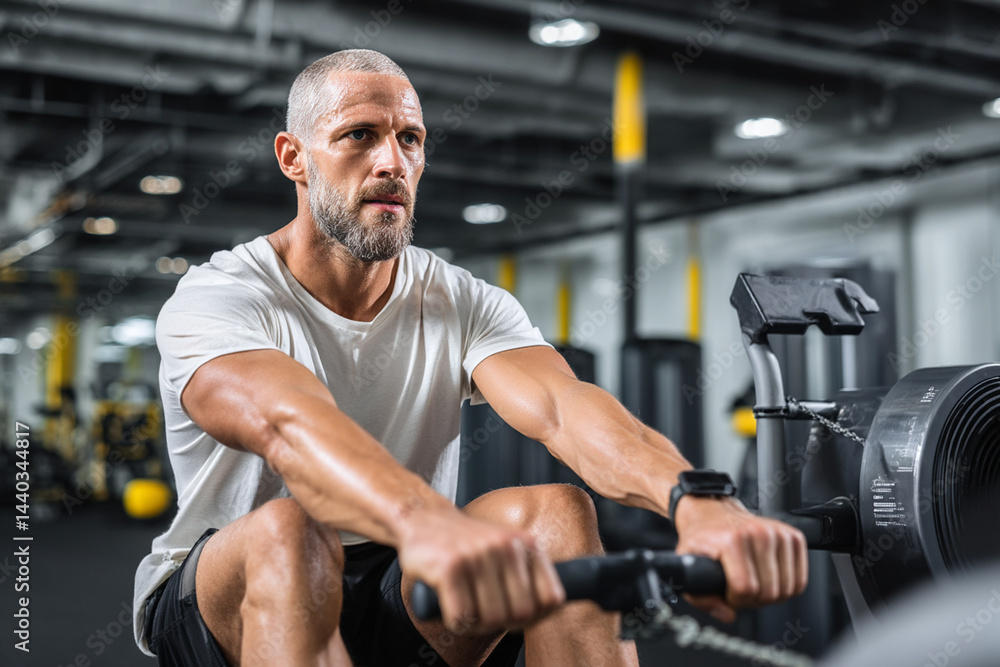 Man exercising in gym Man exercising in gym