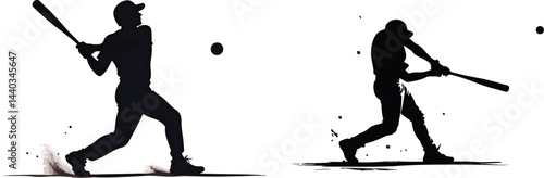 Baseball Batter Silhouettes – Dynamic Hitting Poses