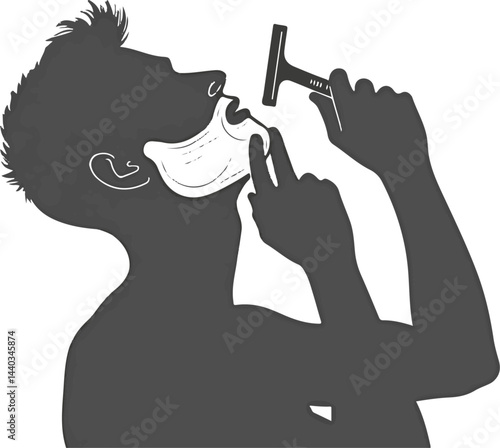 Man Shaving with Razor