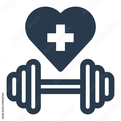 Fitness Dumbbell with Heart Health Symbol