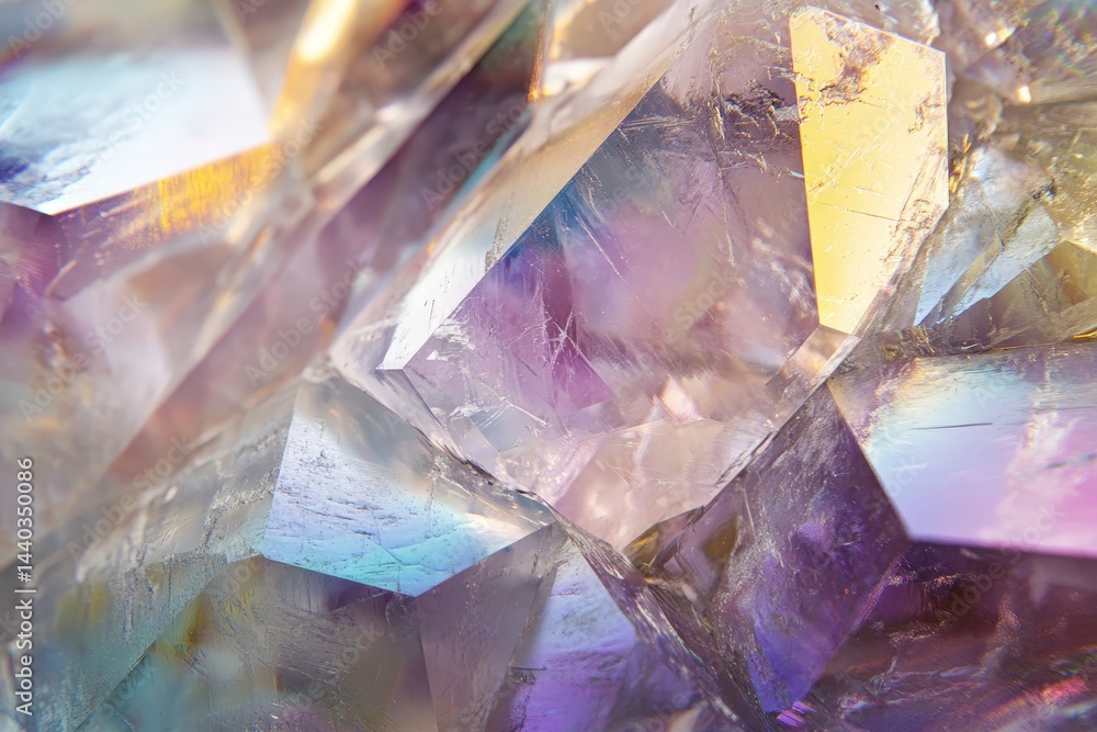 Colorful crystals sparkling under light with intricate details visible in close-up view Colorful crystals sparkling under light with intricate details visible in close-up view