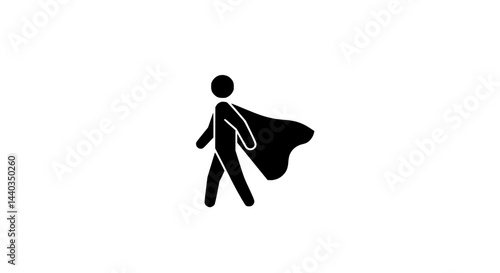 Hero in Cape black and white icon