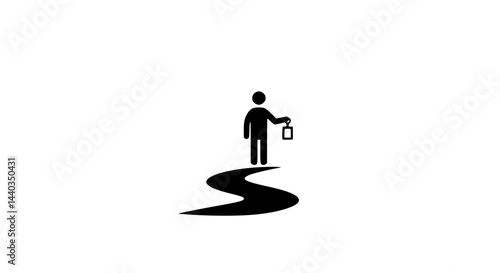 Man with Lantern black and white icon