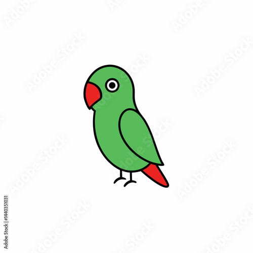 green parrot on white background