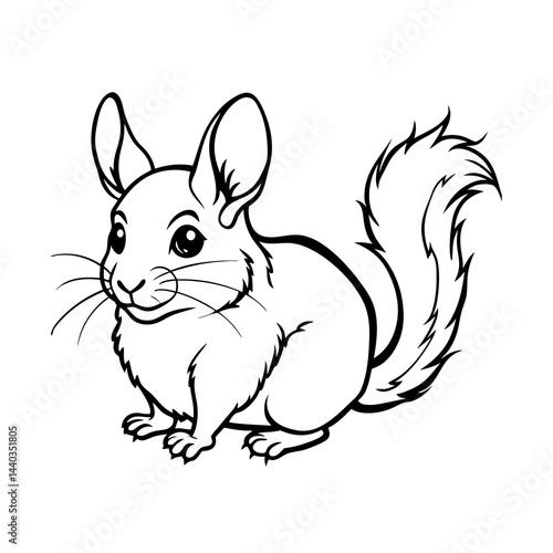 Cute chinchilla illustration in vector line art style