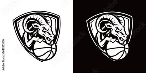 Goat head basketball team silhouette logo