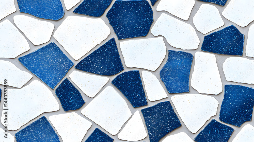 Blue and white stone mosaic tiles seamless pattern. Stone architecture backdrop Blue and white stone mosaic tiles seamless pattern. Stone architecture backdrop