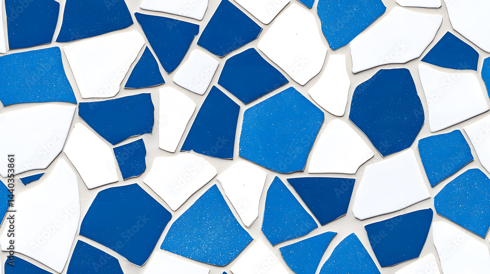 Blue and white stone mosaic tiles seamless pattern. Stone architecture backdrop Blue and white stone mosaic tiles seamless pattern. Stone architecture backdrop