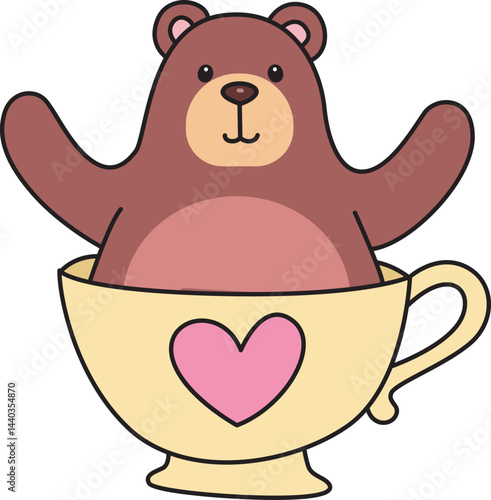Illustration of cute bear icon.
Funny bear in daily activities elements.