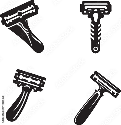 Vector illustration of different types of razors