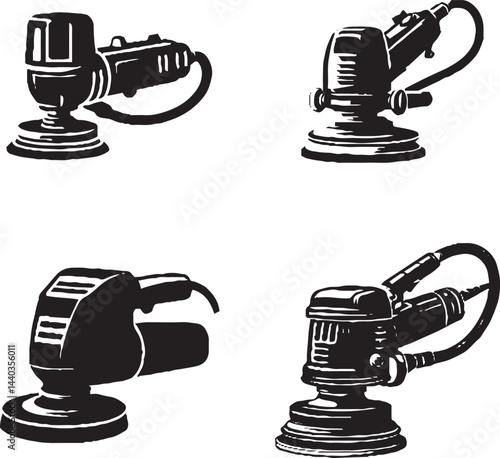 Vector illustration of different types of electric polishers