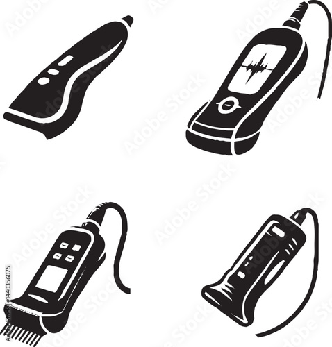 Vector illustration of different types of hair clippers