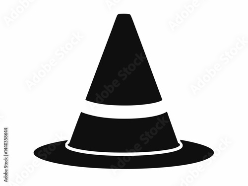 Traffic cone,Traffic cone black silhouette vector illustration