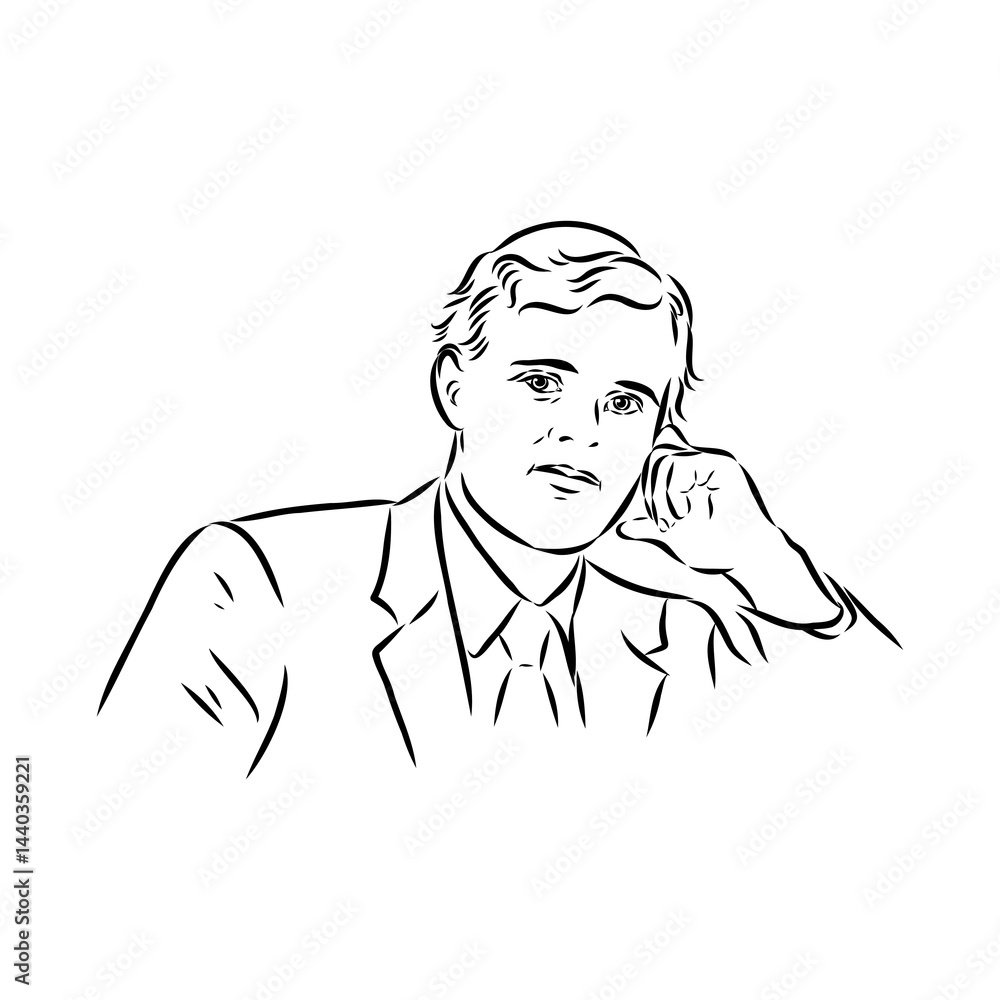 Jack London vector sketch illustration portrait Jack London vector sketch illustration portrait