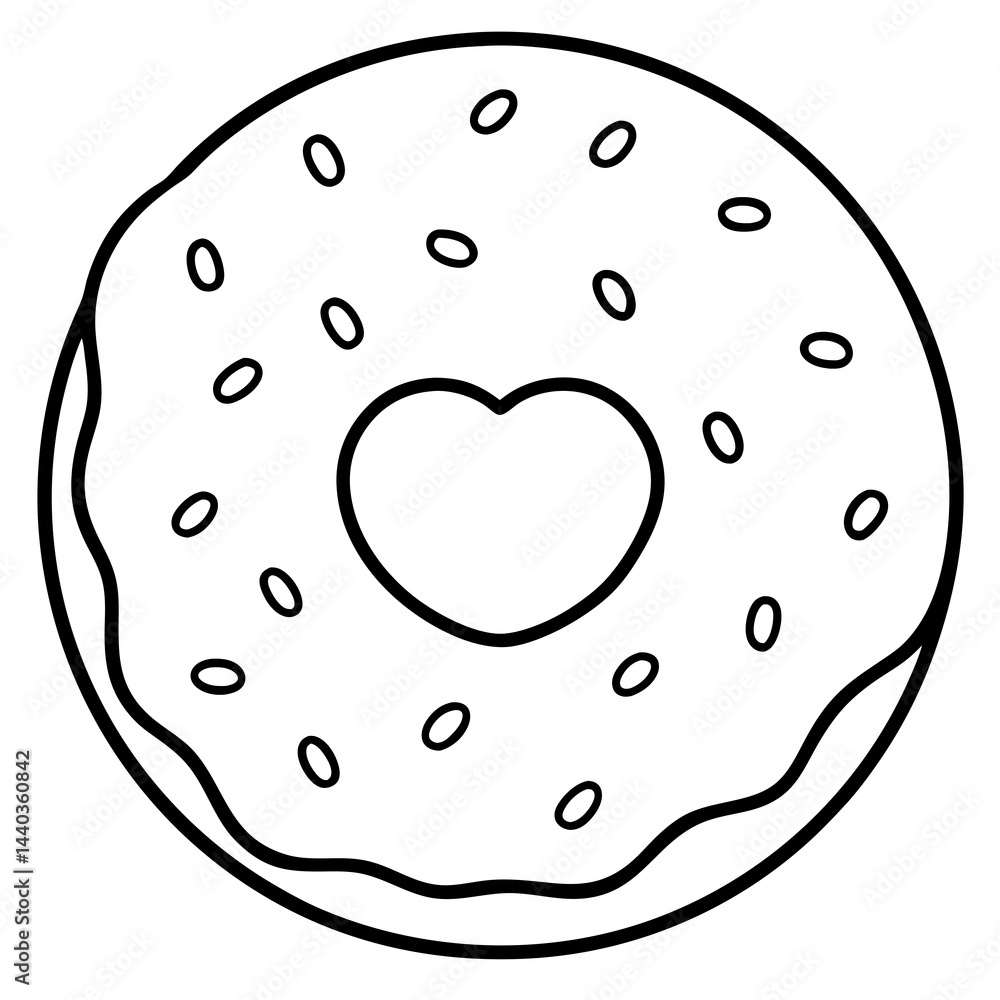 Valentine’s Day Donut Outline with Heart Details Valentine’s Day Donut Outline with Heart Details