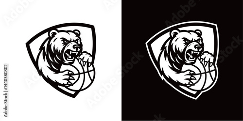 Bear head basketball team logo