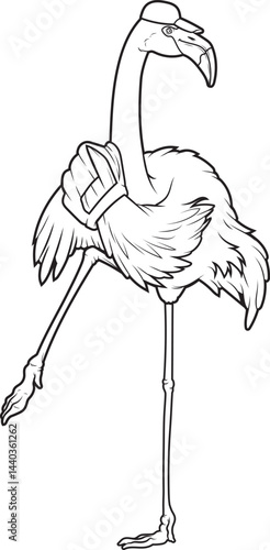 Flamingo Baseball Baseball glove Animal Vector Graphic Art Illustration
