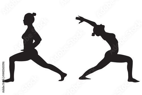 Silhouette of a Woman Demonstrating Body Fitness Movements.