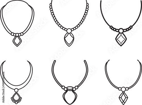 Wallpaper Mural necklace line art, black outline, vector and illustration, coloring book page line art drawing Torontodigital.ca