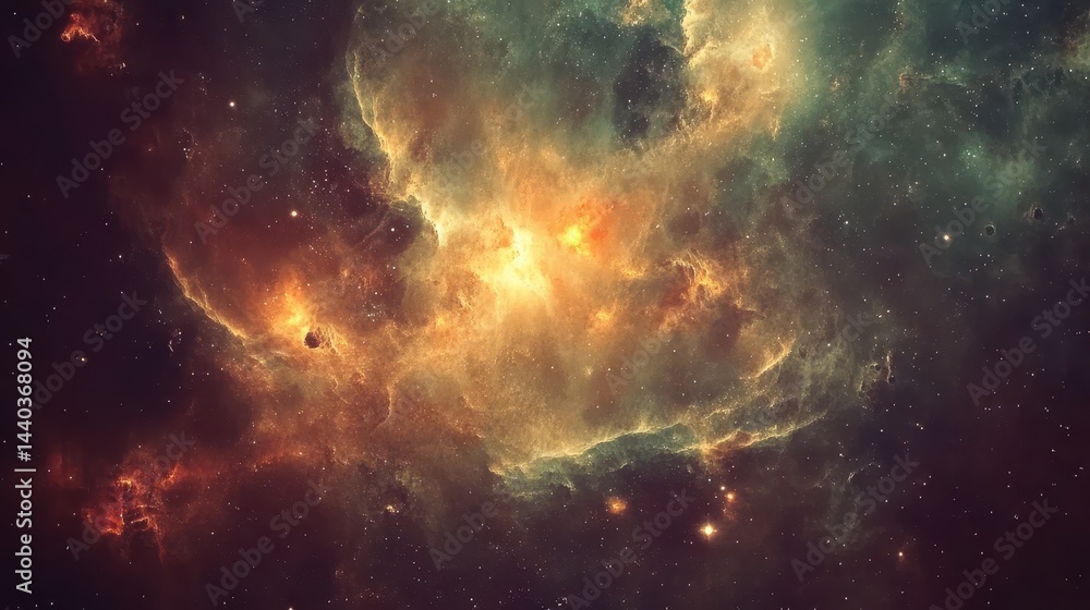 Fototapeta premium Dramatic space scene with nebula and stars. Concept of cosmos, universe, and exploration.