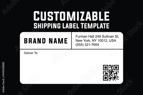 Editable Shipping Label Template. Printable Parcel Delivery Tag Design for Packages, E-commerce, and Logistics