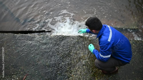 Environmental engineers inspect water quality,Bring water to the lab for testing,Check the mineral content in water and soil,Check for contaminants in water sources.