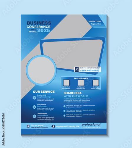 Professional business conference social media flyer template. Perfect for promoting seminars, workshops, meetings, and corporate events. Modern, clean, customizable, and ideal for business branding.)