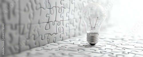 Obraz na płótnie Lightbulb on puzzle background. Idea concept. w salonie