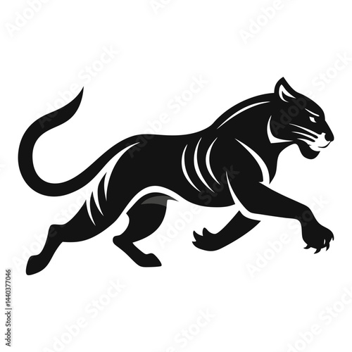 Download A Chita Tiger Running Silhouette Vector Illustration White Background Eps File For Design.