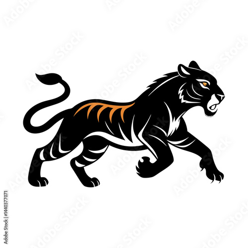 Download A Chita Tiger Running Silhouette Vector Illustration White Background Eps File For Design.