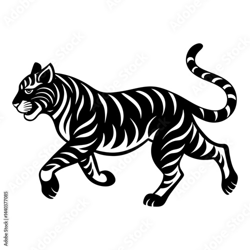 Download A Chita Tiger Running Silhouette Vector Illustration White Background Eps File For Design.