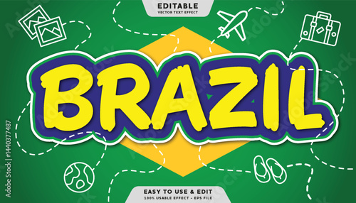 Brazil editable text effect with modern and simple style
