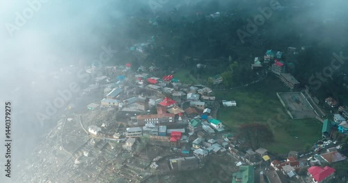 Village in the Himalayas named Sonamarg; perfect for travel blogs, geography textbooks, cultural publications, and outdoor adventure websites.