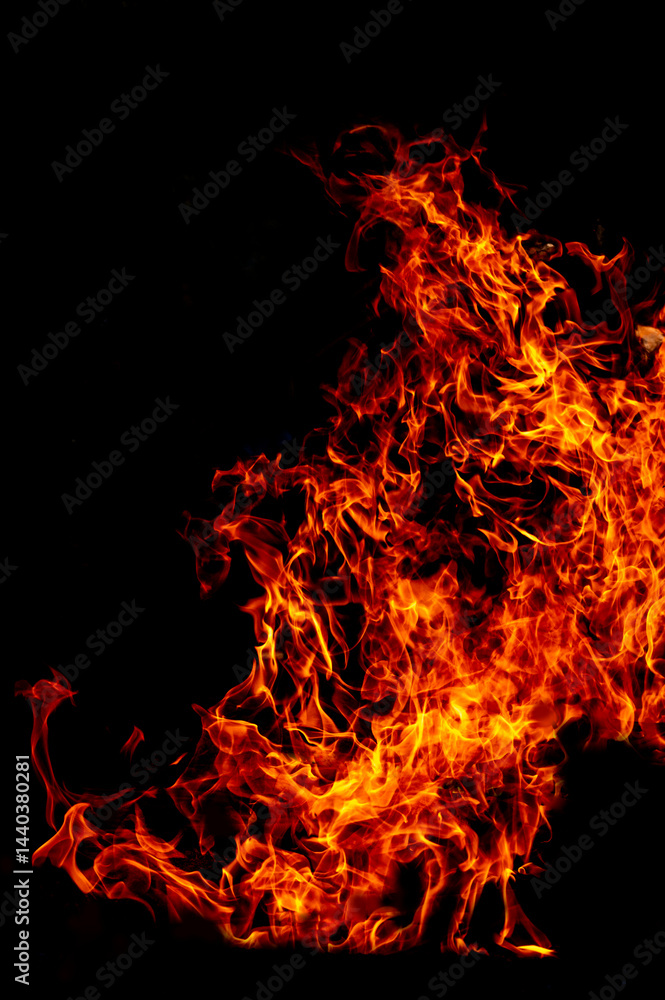 yellow, orange and red Fire flame isolated on background