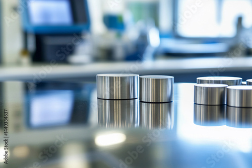 High-purity neodymium metal ingots on a laboratory table Generative AI