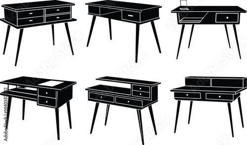 Modernist Desk silhouette vector