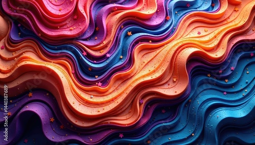 Intricate textile with flowing, organic shapes, tribal, ripple, colorful