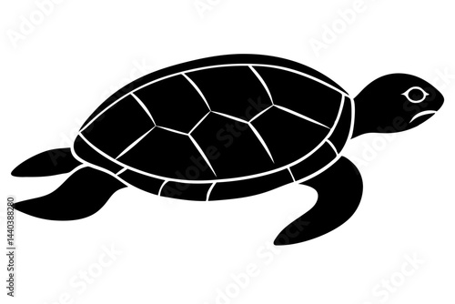 Simple black and white sea turtle illustration vector graphic on white background, sea turtle, turtle, black, white, vector, illustration, aquatic, ocean, reptile, animal, wildlife, nature, silhouette
