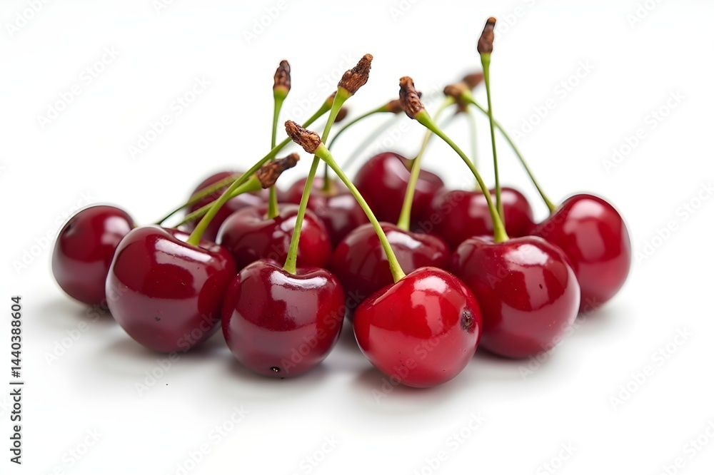Pile of Fresh Red Cherries Isolated on White Background Pile of Fresh Red Cherries Isolated on White Background