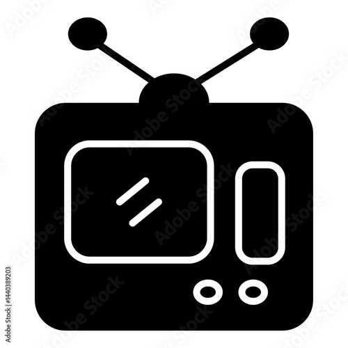 classic television set with visible antenna, screen, and control knobs.