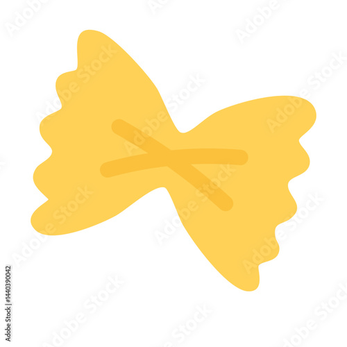 Cute flat cartoon vector of farfalle pasta. Traditional Italian bow-tie pasta illustration for food design.
